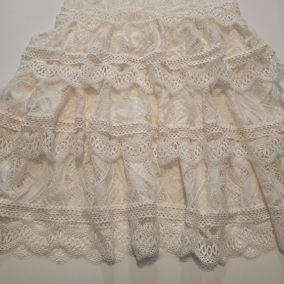 PatBo Aura Lace Flutter Midi Dress Sweetheart Sleeveless Back Zipper Size 10 - Picture 3 of 15